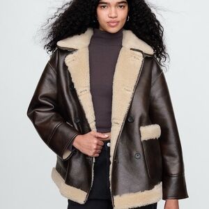 Women's Shearling-Lined Vegan Leather Jacket - Reversible